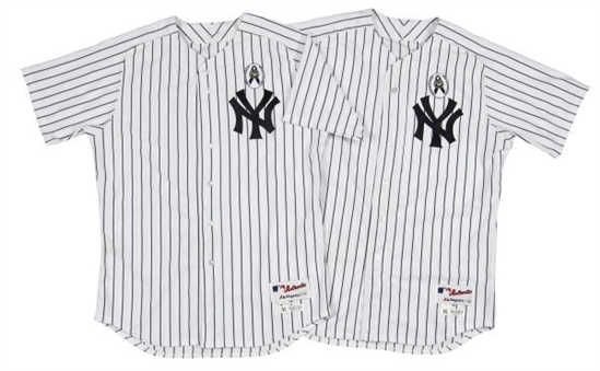 Pair (2) of 2014 New York Yankees Game Worn Jerseys With Newtown Patch (MLB Authenticated)